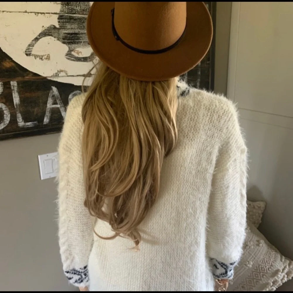 New Celtic Fringed Hem Long Fuzzy Cardigan Sweater Women's Western Boho Top Coat - Picture 8 of 8